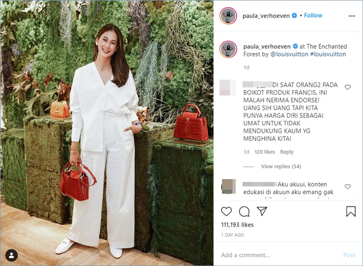 paula verhoeven menuai banyak perdebatan lantaran menggunakan salah satu produk prancis