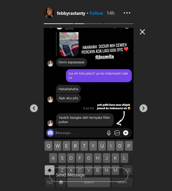jessica mila sontak langsung tertipu karena instagram story febby rastanty