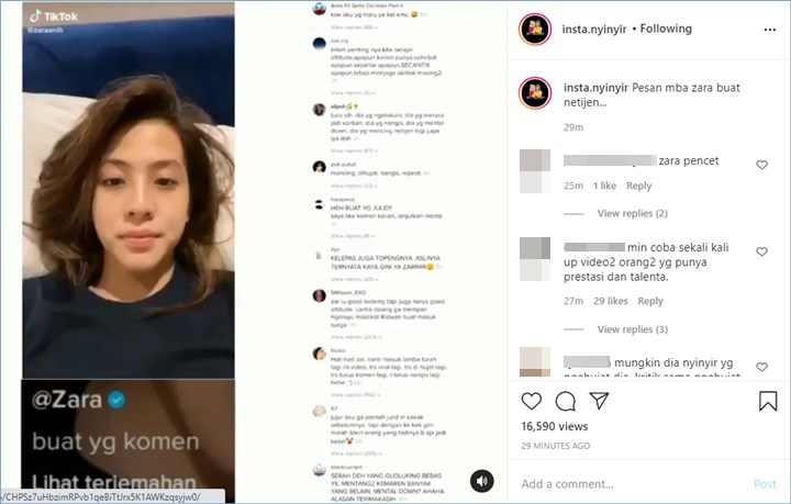 adhisty zara sontak langsung kembali menuai kecaman lantaran membagikan video di tiktok menyanyikan lagu Billy Joel yakni \'my life\'