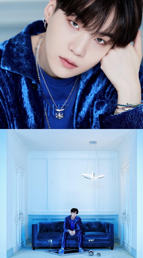 Anggap Warna Biru Paling Penting di Hidupnya, Begini Hasil Gemilang Foto Konsep Suga di Album \'BE\'