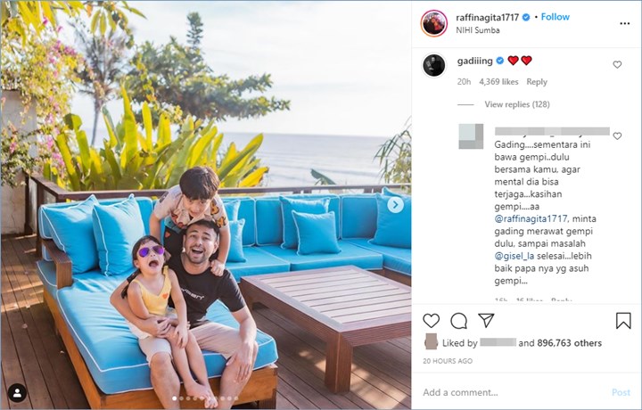 gading marten memberikan komentar di potret raffi ahmad bersama dengan putrinya gempita nora marten dan rafathar malik ahmad