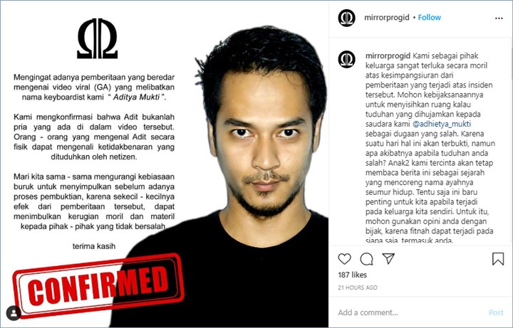 mirror memberikan klarifikasi atas isu sang keyboardist disebut sosok pria di video syur mirip dengan gisella anastasia