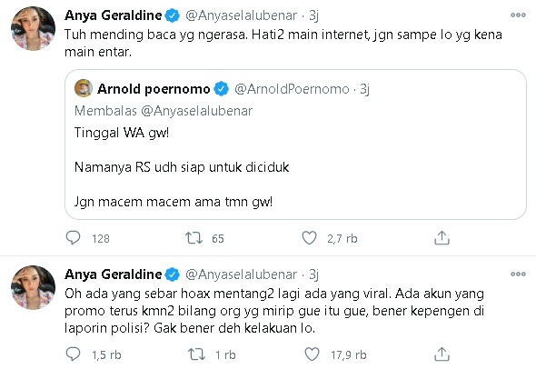 Anya Geraldine Tanggapi Tegas Soal Foto Bugil Viral Mirip Dirinya, Chef Arnold Sampai Turun Tangan