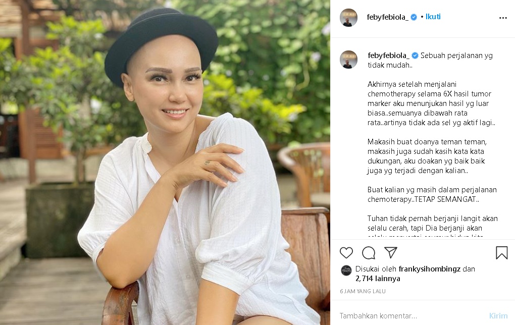 Feby Febiola Bawa Kabar Baik Usai 6 Kali Jalani Kemoterapi, Sebut Perjalanan yang Tak Mudah
