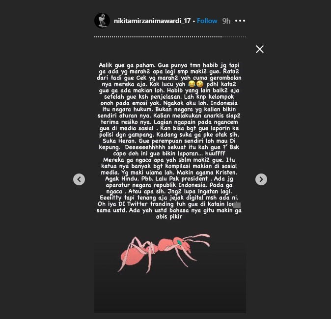 nikita mirzani mengungkapkan akan melaporkan kepada pihak yang berwajib kepada orang-orang yang telah melakukan penghinaan terhadapnya di media sosial