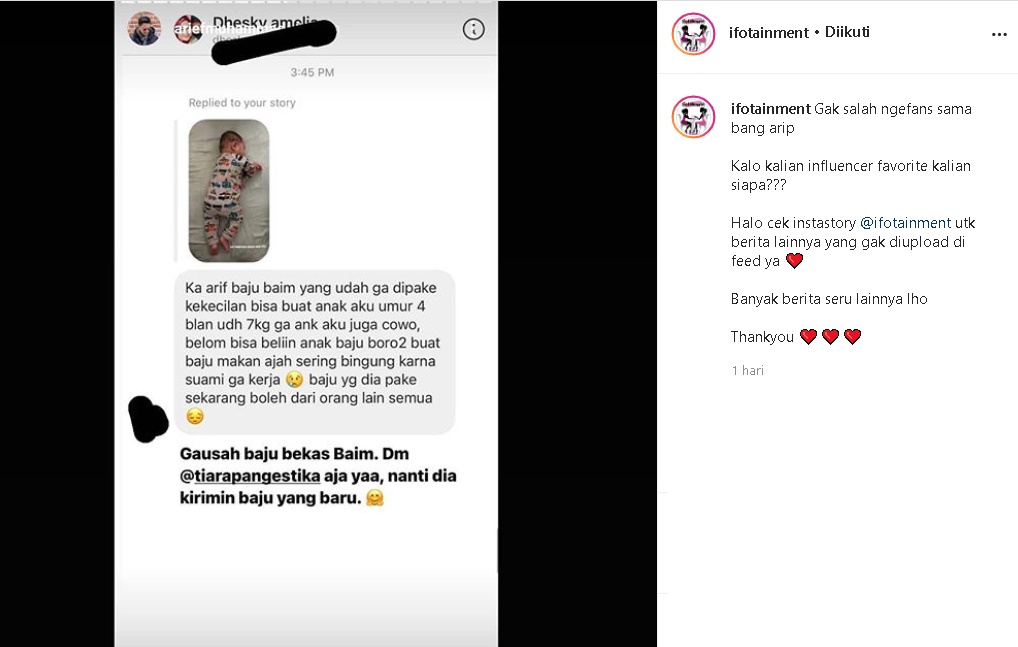 Jawaban Tak Terduga Arief Muhammad Usai Penggemar Minta Baju Bekas Anaknya Tuai Reaksi Salut