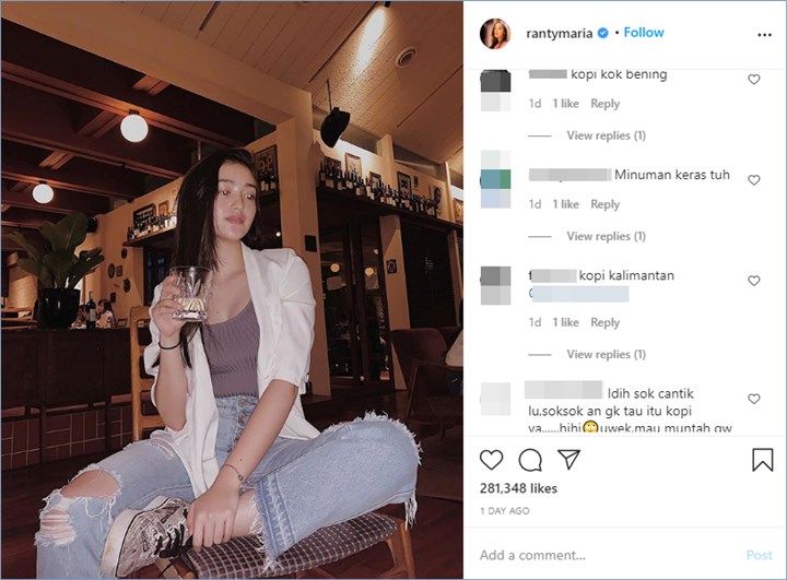 ranty maria dituding memamerkan potret meminum alkohol