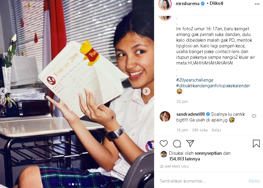 Sharena Pamer Foto Lawas Masa Sekolah, Pujian Sandra Dewi Bikin Istri Ryan Delon Bingung Jawabnya