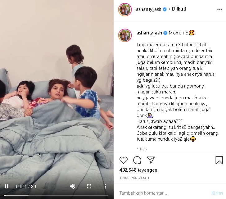 Ashanty Ajarkan Anak-anak Agar Tak Suka Marah, Jawaban Kritis Arsy Sampai Bikin ‘Tepuk Jidat’