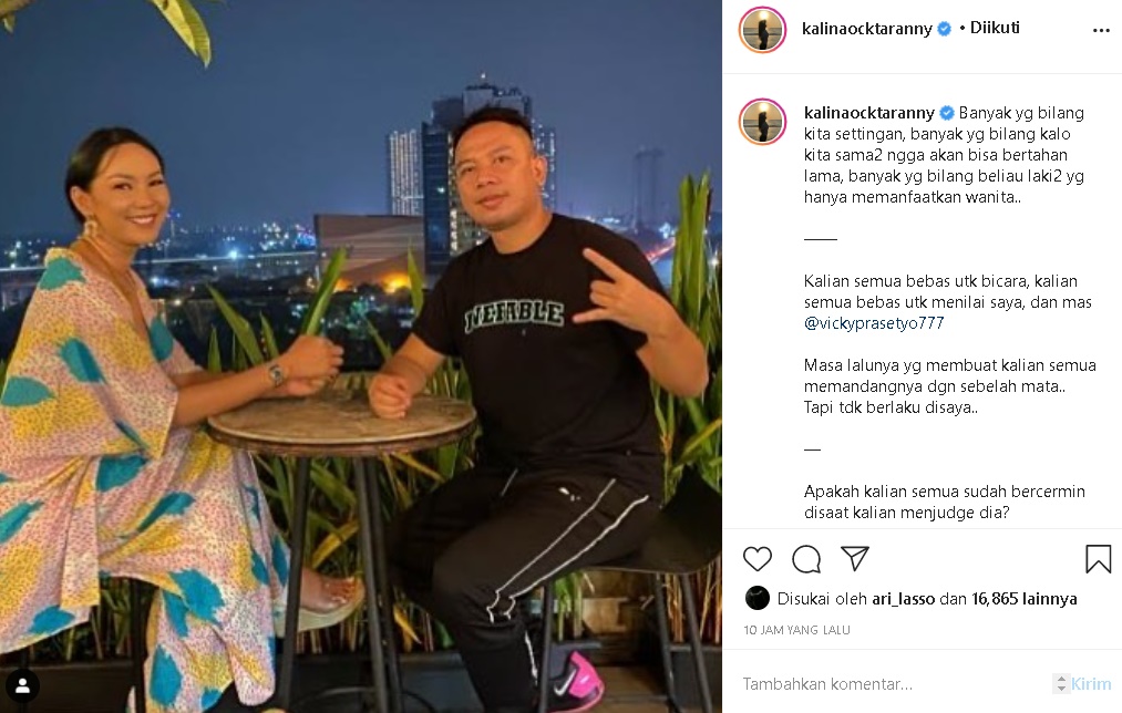 Jawaban Kalina Oktarani Soal Tudingan Settingan Hingga Disebut Tak Akan Lama dengan Vicky Prasteyo
