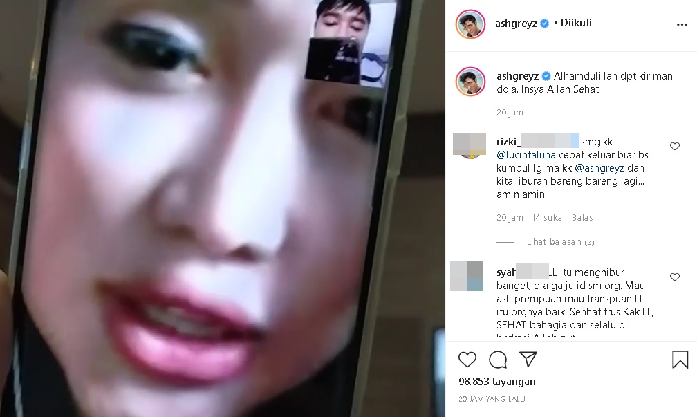 Abash Jatuh Sakit, Lucinta Luna Kirim Doa Lewat Video Call Disambut Pujian Bertubi-tubi