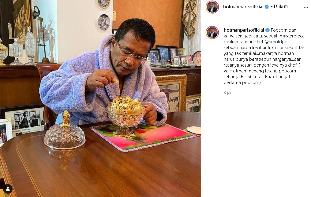 Menang Lelang, Hotman Paris Ungkap Alasan Hargai Popcorn Buatan Chef Arnold Sampai Rp 50 Juta
