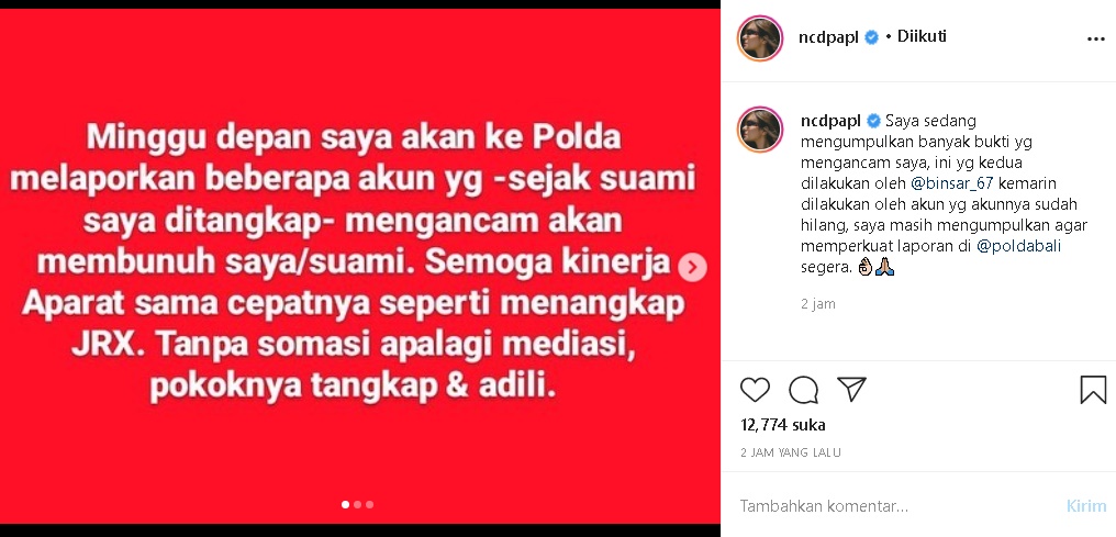 Kumpulkan Bukti, Nora Alexandra Segera Tindak Tegas Laporkan Pelaku Ancaman Pembunuhan