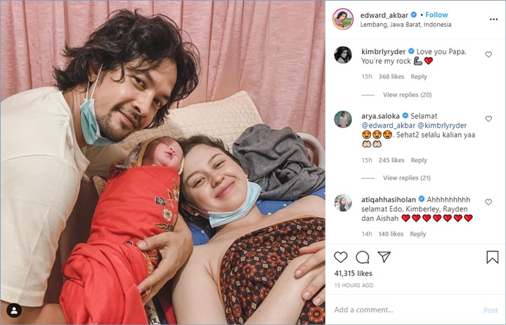 edward akbar dan kimberly ryder dikaruniai buah hati kedua mereka dari pernikahan mereka