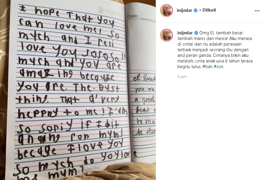 Bikin Jessica Iskandar Nangis Haru, Intip Bukti Cinta El yang Tertuang di Suratnya untuk Sang Ibu