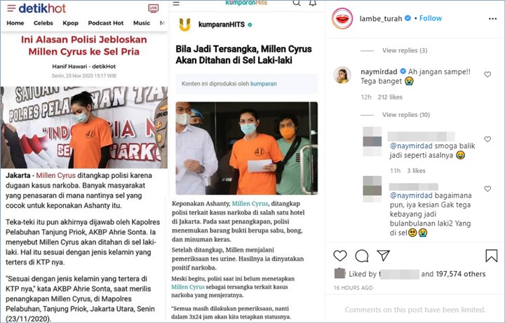 naysilla mirdad tidak menyetujui jika millendaru dimasukkan ke dalam sel tahanan pria atas permasalahan penyalahgunaan obat-obatan terlarang