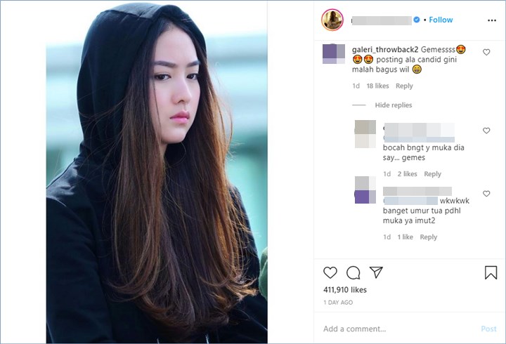 natasha wilona mendapatkan p-pujian atas foto barunya dan dinilai lebih imut di foto yang ia bagikan tersebut