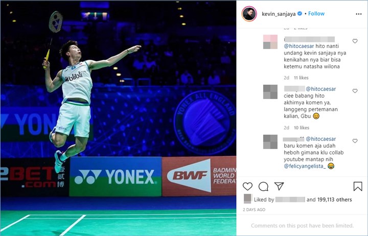 komentar caesar hito di instagram kevin sanjaya sontak membuat nama natasha wilona terseret
