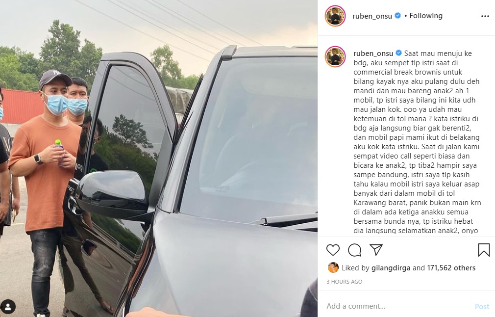 Mobil Sarwendah Tiba-tiba Keluarkan Banyak Asap dari Dalam, Ruben Onsu Ungkap Keanehan Ini