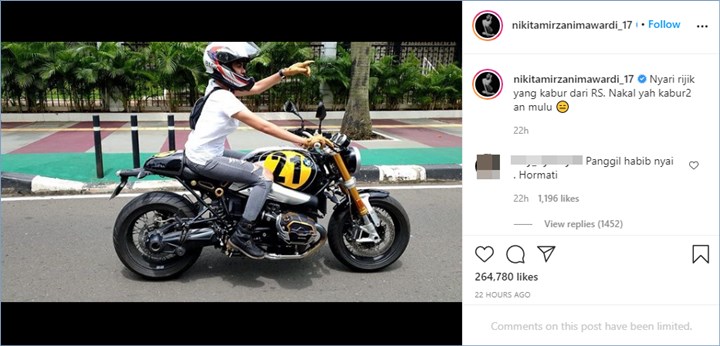 nikita mirzani kembali memberikan sindiran kepada habib rizieq melalui akun Instaggram pribadinya seraya menyinggung kabur dari rumah sakit