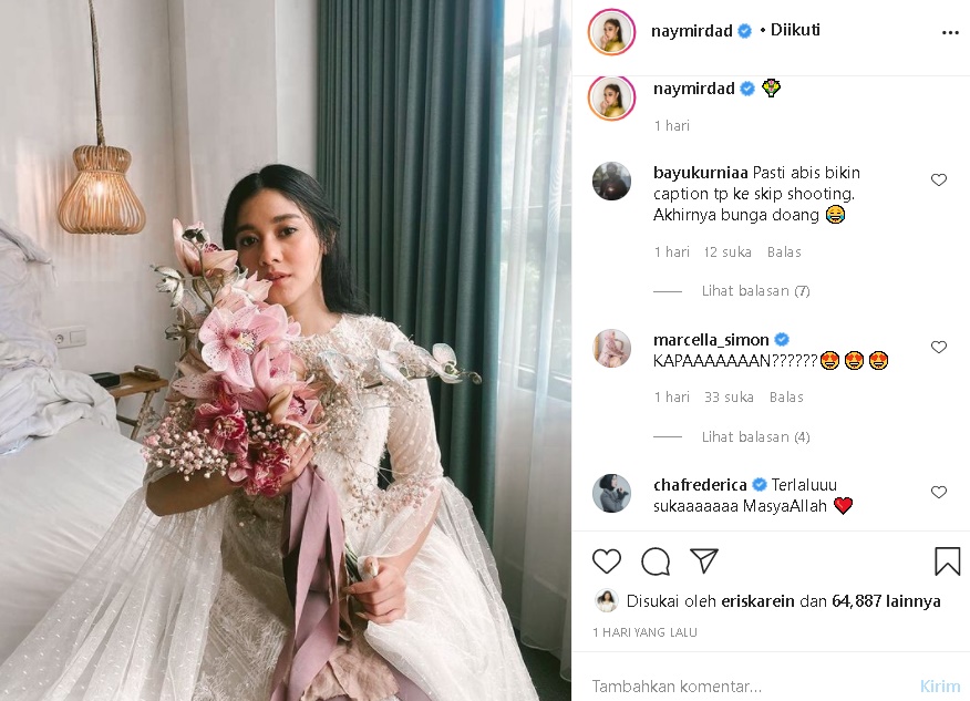 Dipuji Cantik Sempurna, Potret Naysilla Mirdad Pakai Gaun Ala Penganti Diserbu Pertanyaan \'Kapan\'