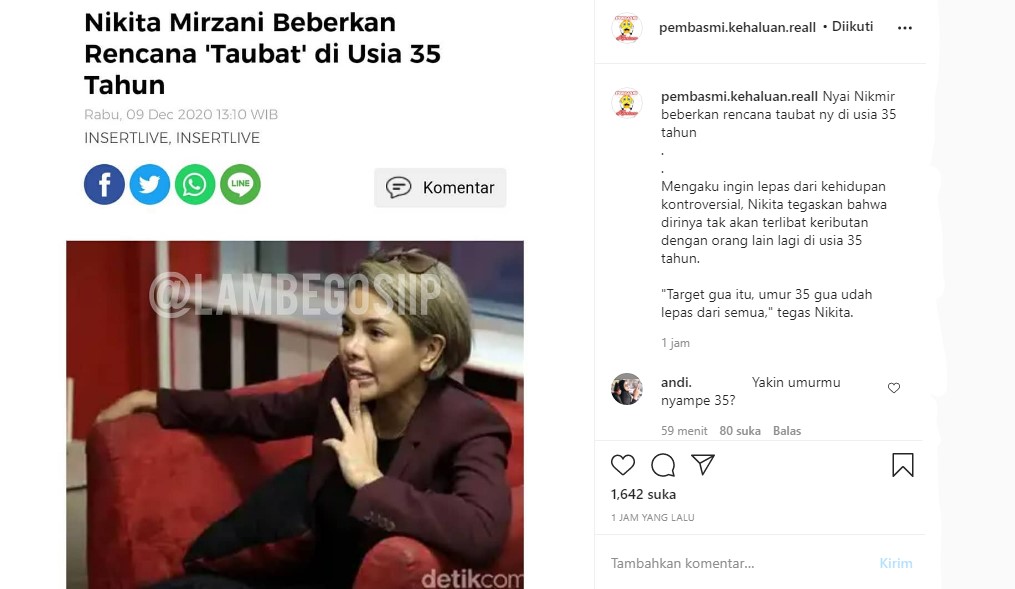 Nikita Mirzani Targetkan Tak Lagi Terlibat Keributan di Usia 35 Tahun