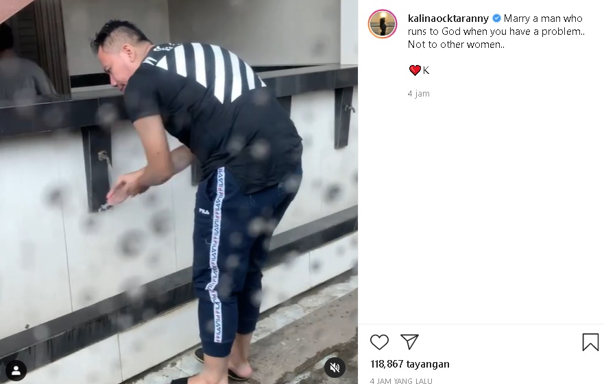 Matikan Kolom Komentar, Kalina Oktarani Unjuk Momen Ibadah Vicky Prasteyo Seraya Tulis Pesan Ini