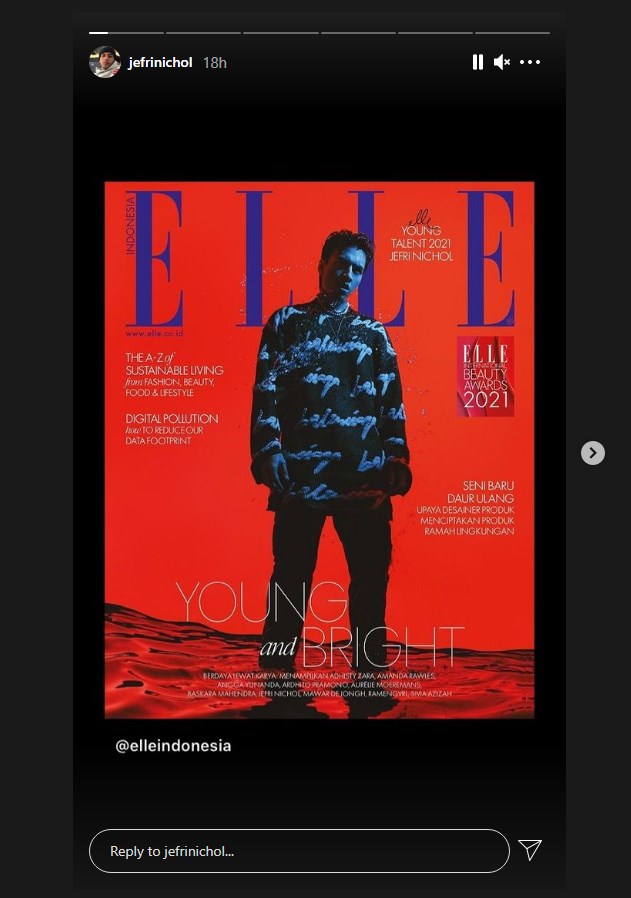jefri nichol membagikan potret kala menjadi model salah satu majalah ternama, elle indonesia