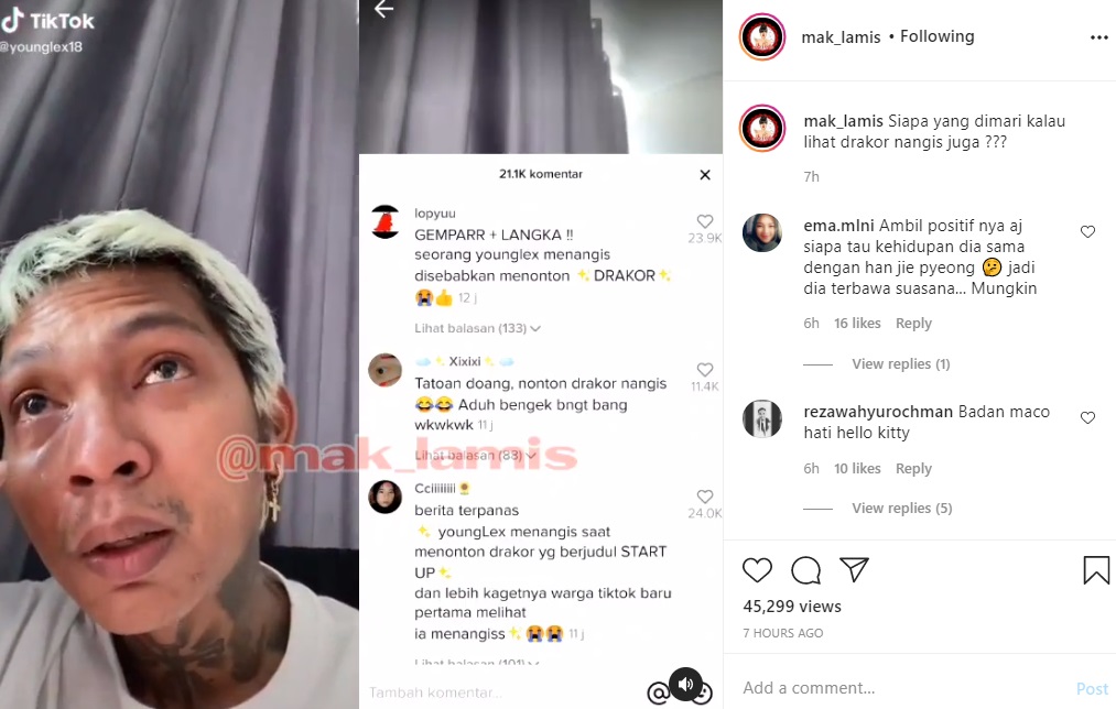 Young Lex Mewek Saat Nonton Drakor, Diserbu Komentar Kocak Hingga Diingatkan Soal Tato