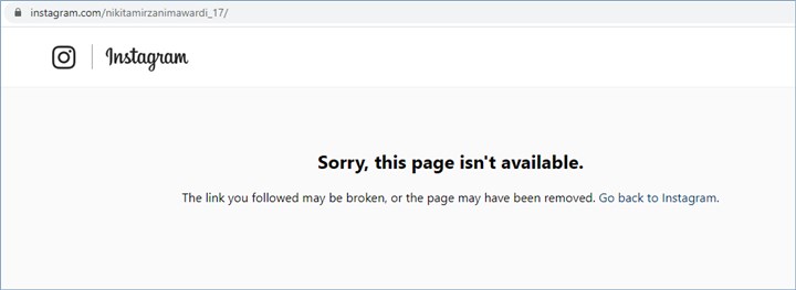 akun instagram pribadi milik nikita mirzani kembali lenyap dan tidak bisa diakses