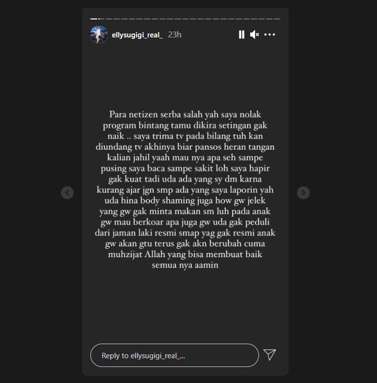 Biasa Kalem, Ely Sugigi Murka Jadi Korban Body Shaming Hingga Beri Ancaman Tegas