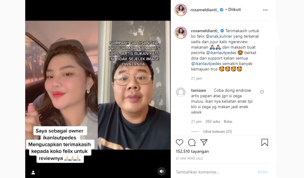 Rosa Meldianti Beri Tanggapan Soal Review Produk Makanannya yang Dapatkan Banyak Pujian