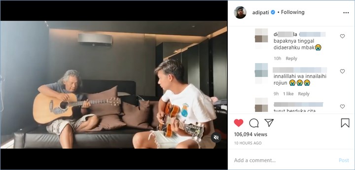 seorang warganet mengaku sebagai tetangga dari ayah adipati dolken mengungkapkan jika ayah sang aktor meninggal dunia karena sakit