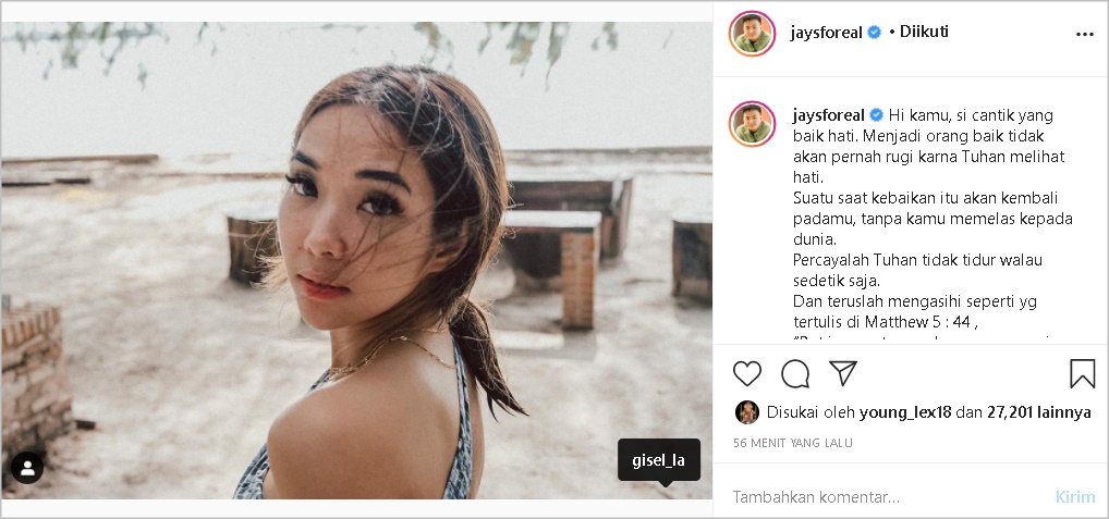 Pajang Foto Cantik Gisella Anastasia, Wijaya Saputra Ungkap Cinta Hingga Pujian