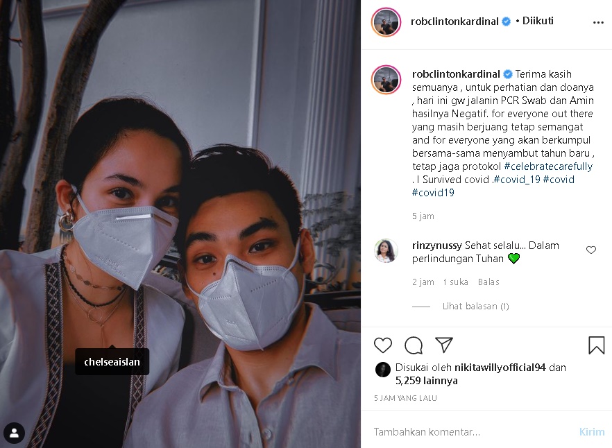 Rob Clinton Kekasih Chelsea Islan Kabarkan Sudah Negatif Covid-19, Ungkap Pesan dan Peringatan Ini