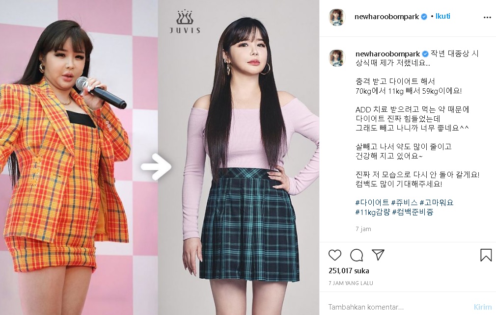Bandingkan dengan Foto Lama, Park Bom Ungkap Penampilan Terbaru Usai Berat Badan Turun 11 KG