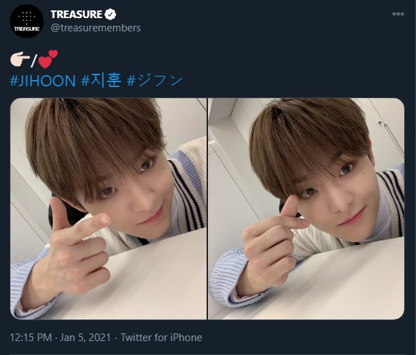 jihoon treasure sontak langsung menjadi perbincangan hingga trending karena mengunggah selfie perdana di 2021