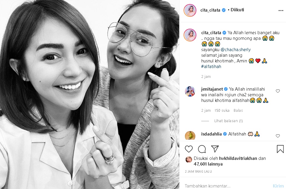 Ungkap Duka Atas Kepergian Chacha Sheryl Eks Trio Macan, Cita Citata: Ya Allah Lemas Banget Aku