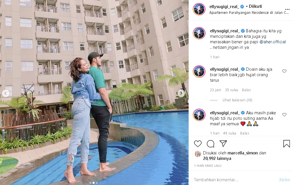 Tak Berhijab di Foto Romantis Bareng Aher, Ely Sugigi Beri Penjelasan Malah Makin Kena Hujat