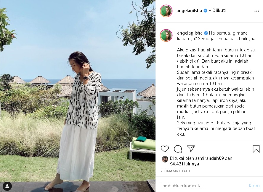 Angela Gilsha Beber Cerita Hingga Alasan Rehat dari Medsos: Akhirnya Kesampaian Walau Cuma 10 Hari