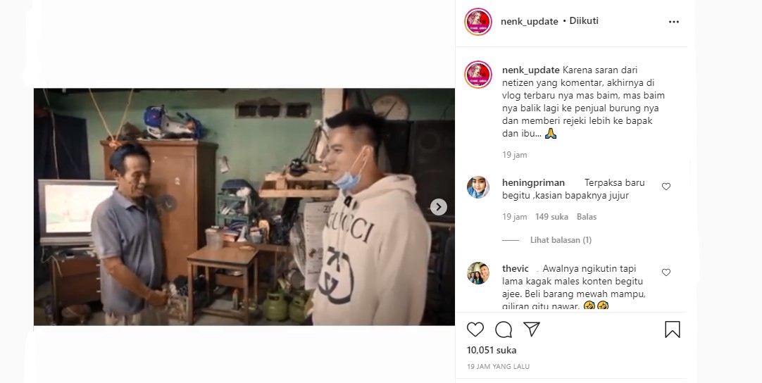 Baim Wong Tuai Kritik Usai Beli Burung dan Sangkarnya dengan Harga Nawar