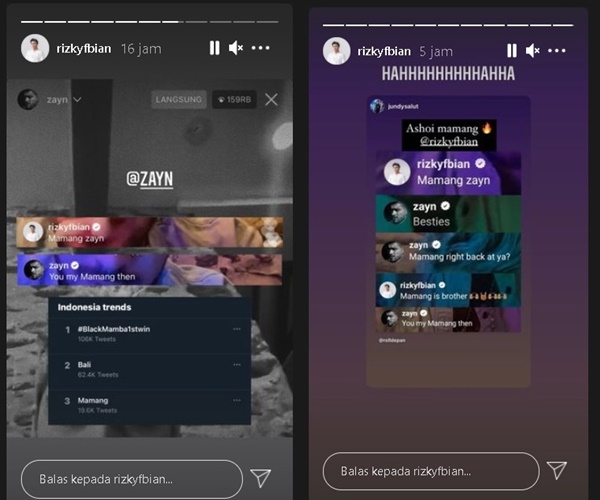 Rizky Febian Panggil Mamang Langsung Di-Notice Zayn Malik, Reaksinya Bikin Heboh Sampai Trending