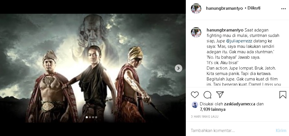 Ungkap Kerinduan, Hanung Bramantyo Kenang Aksi Mendiang Julia Perez Lakukan Adegan Berbahaya