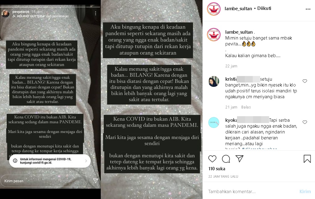 Pevita Pearce Beri Pesan Tegas Sebut Kena Covid Bukan Aib: Kalau Sakit Bilang, Bukan Ditutupi!