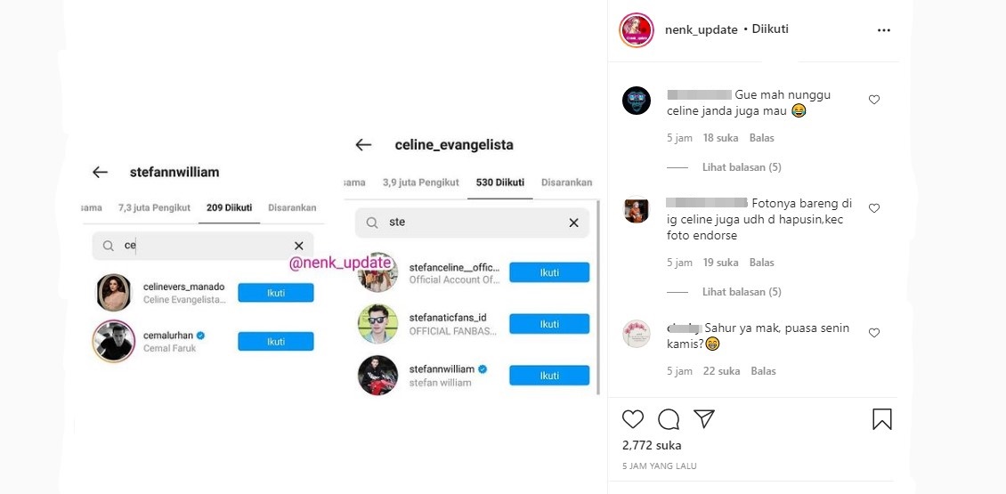 Celine Evangelista Hapus Foto Mesra Hingga Di-unfollow Stefan William, Isu Cerai Terbukti?
