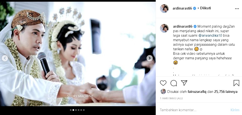 Punya Nama Super Panjang, Ardina Rasti Kenang Momen Paling Deg-Degan Saat Akad Nikah
