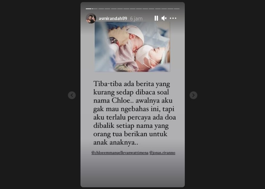 Asmirandah Beri Jawaban Begini Usai Disarankan Ubah Nama Sang Buah Hati