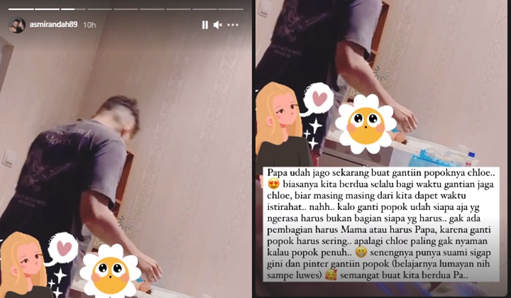 Disanjung Asmirandah sebagai Suami Sigap, Jonas Rivanno Mahir Ganti Popok Buah Hati