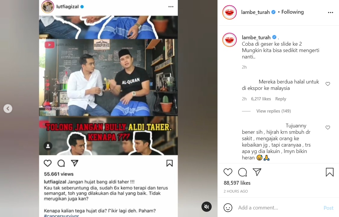 Deddy Corbuzier dan Aldi Taher Saling Sindir di Media Sosial, Nama Lutfi Agizal Malah Ikut Terseret