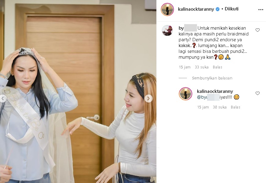 Acara Bridal Shower Jelang Nikah Dituding Cuma Sensasi, Jawaban Singkat Kalina Oktarani Disorot